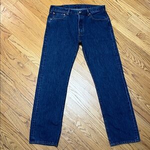 Levi's 501 Button Fly-Made SEP/2012-Full Waist Tab Remains-Blue Jeans W/34 L/32